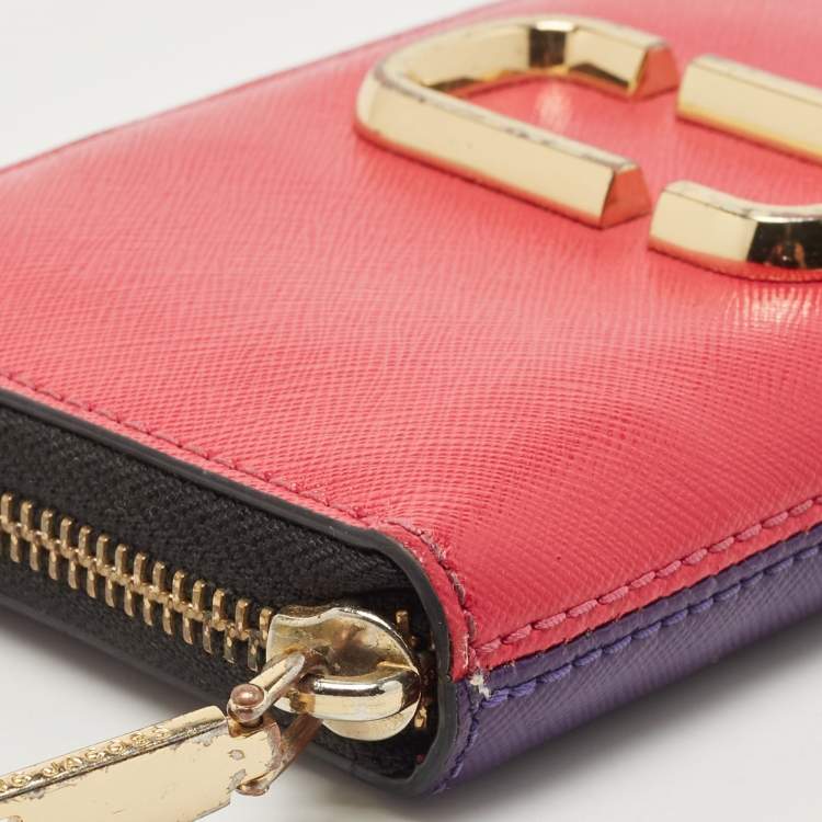 Pre Owned Marc Jacobs Pink/Purple Saffiano Leather Snapshot Compact Wallet