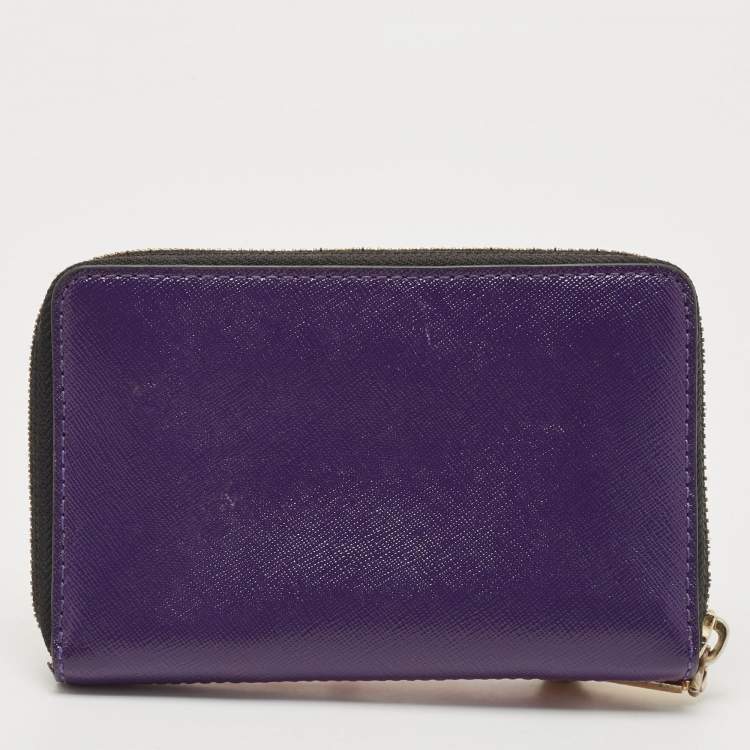 Pre Owned Marc Jacobs Pink/Purple Saffiano Leather Snapshot Compact Wallet
