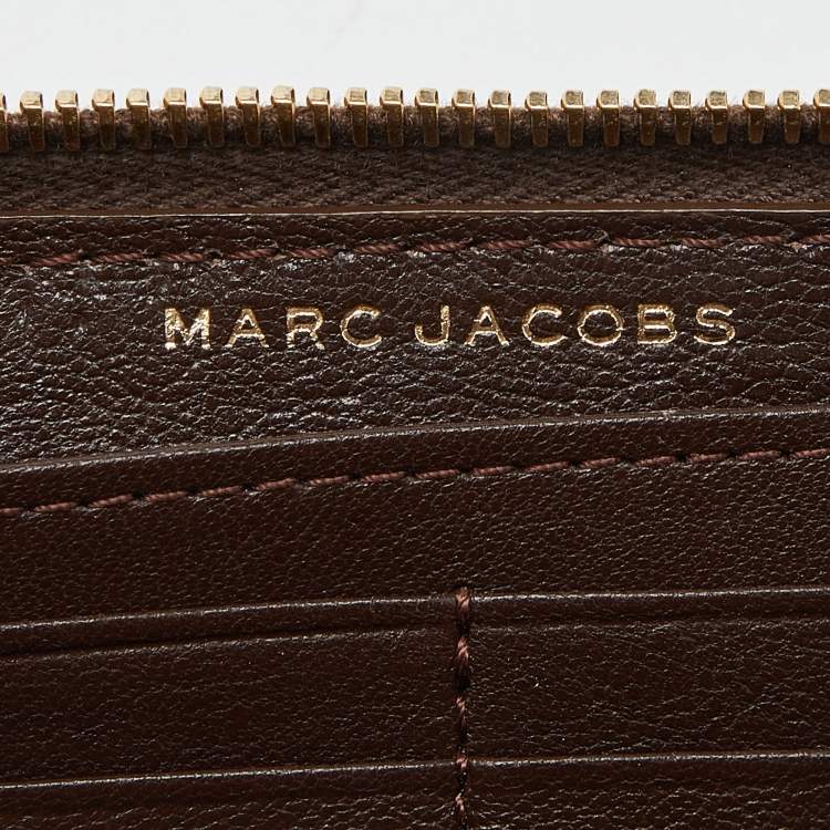 Pre Owned Marc Jacobs Brown Quilted Leather Deluxe Zip Around Wallet