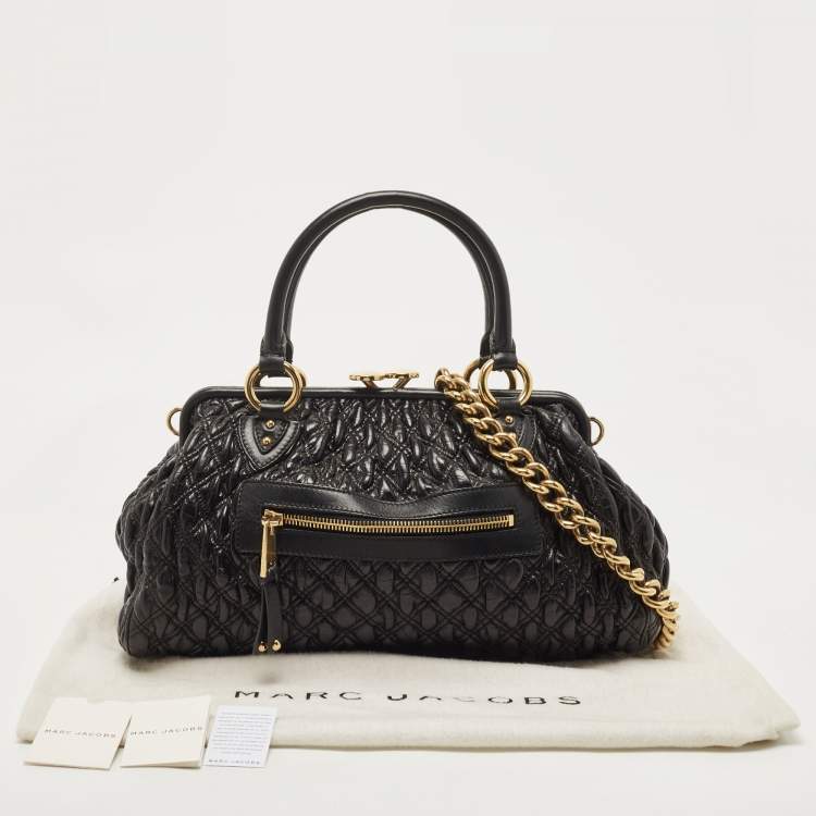 Pre Owned Marc Jacobs Black Quilted Leather Stam Satchel