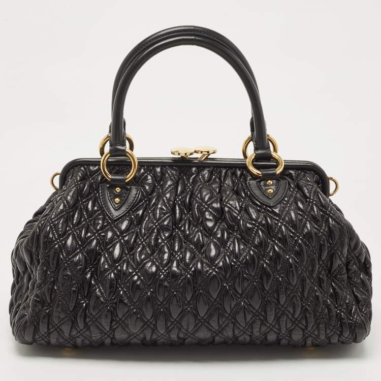 Pre Owned Marc Jacobs Black Quilted Leather Stam Satchel