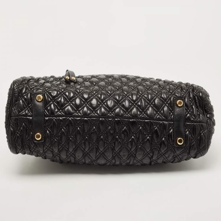 Pre Owned Marc Jacobs Black Quilted Leather Stam Satchel