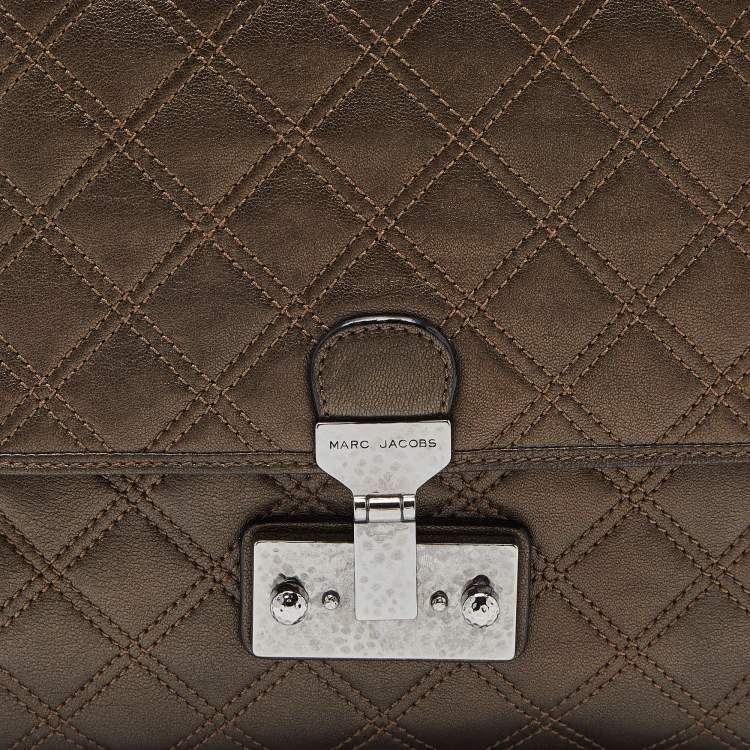Pre Owned Marc Jacobs Metallic Quilted Leather Flap Shoulder Bag