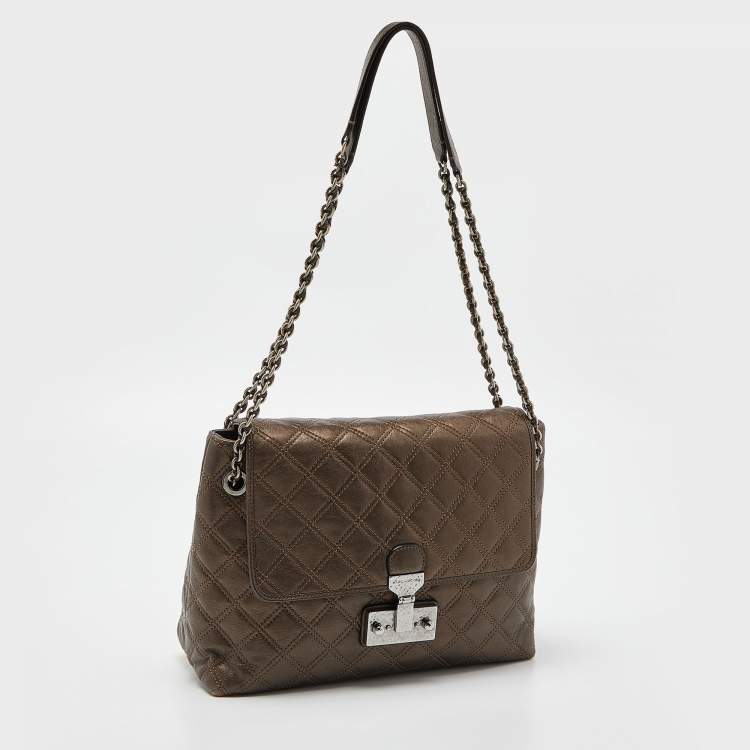 Pre Owned Marc Jacobs Metallic Quilted Leather Flap Shoulder Bag