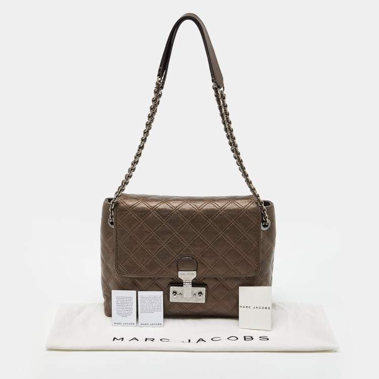 Pre Owned Marc Jacobs Metallic Quilted Leather Flap Shoulder Bag