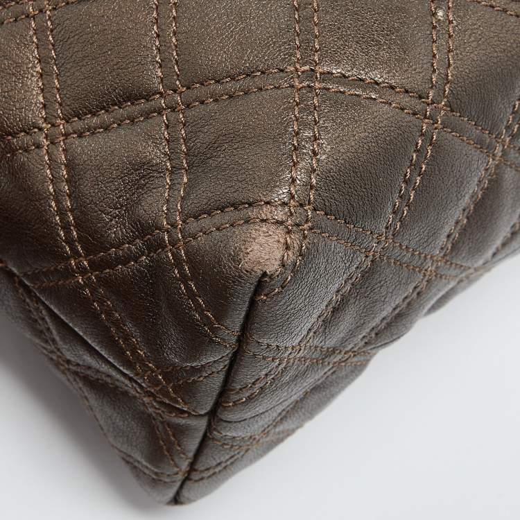 Pre Owned Marc Jacobs Metallic Quilted Leather Flap Shoulder Bag