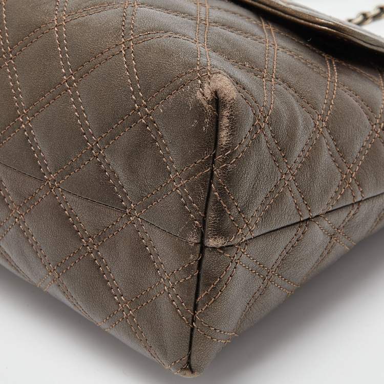 Pre Owned Marc Jacobs Metallic Quilted Leather Flap Shoulder Bag