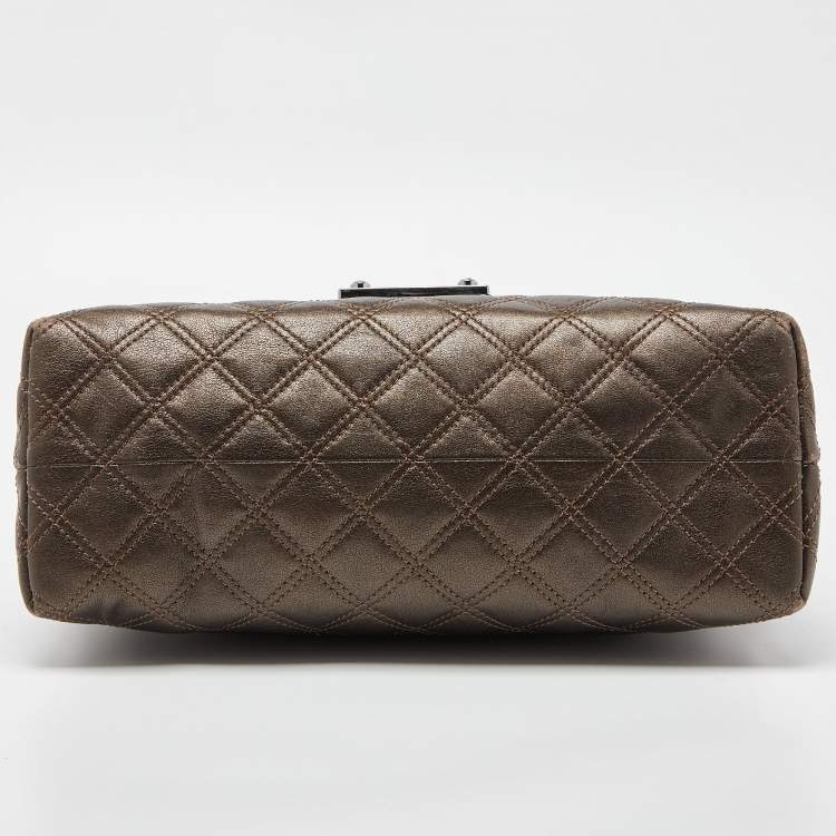 Pre Owned Marc Jacobs Metallic Quilted Leather Flap Shoulder Bag