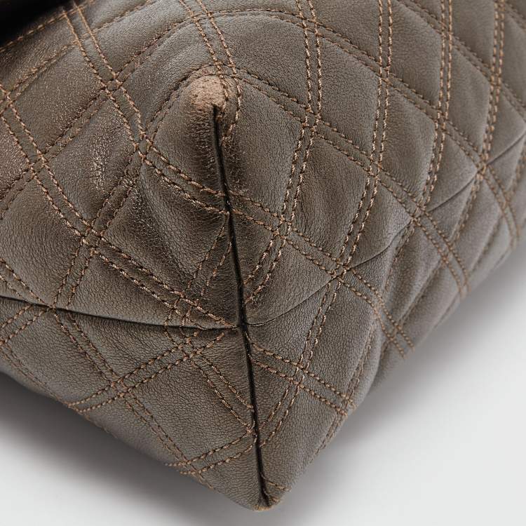 Pre Owned Marc Jacobs Metallic Quilted Leather Flap Shoulder Bag