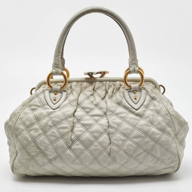 Pre Owned Marc Jacobs Ice Blue Quilted Leather Stam Satchel