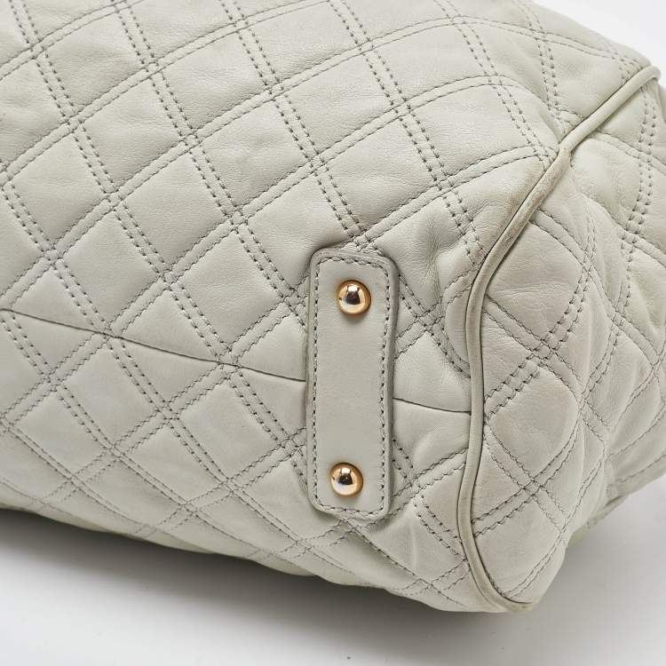 Pre Owned Marc Jacobs Ice Blue Quilted Leather Stam Satchel