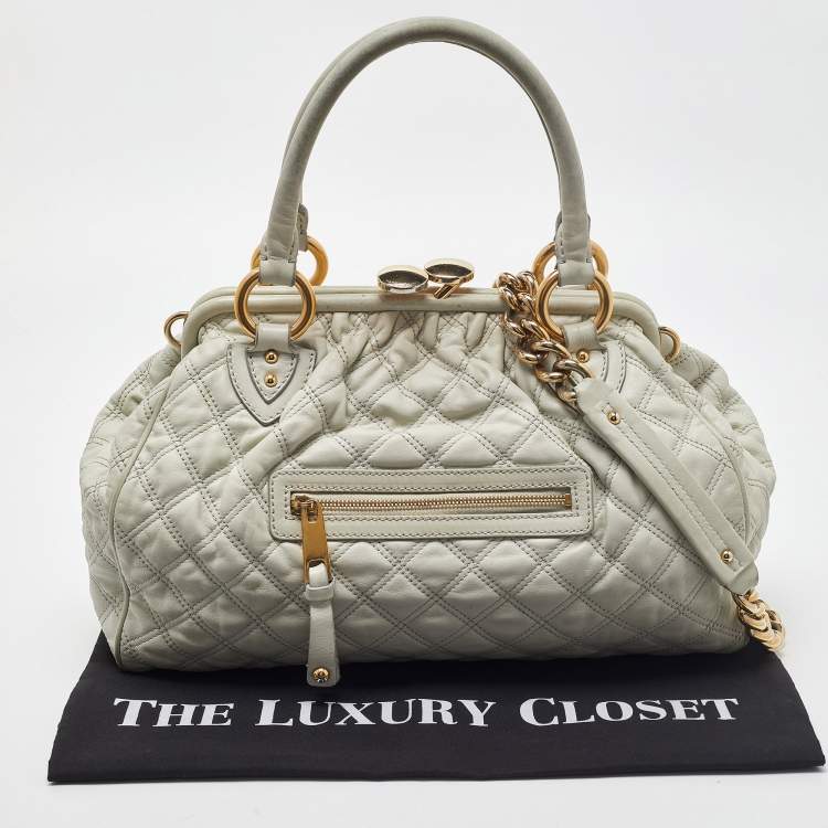 Pre Owned Marc Jacobs Ice Blue Quilted Leather Stam Satchel