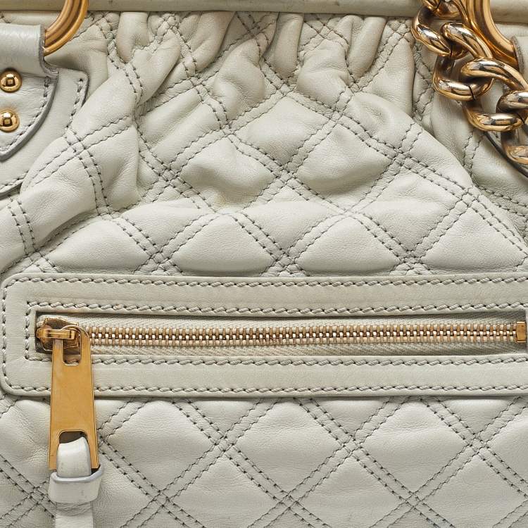 Pre Owned Marc Jacobs Ice Blue Quilted Leather Stam Satchel