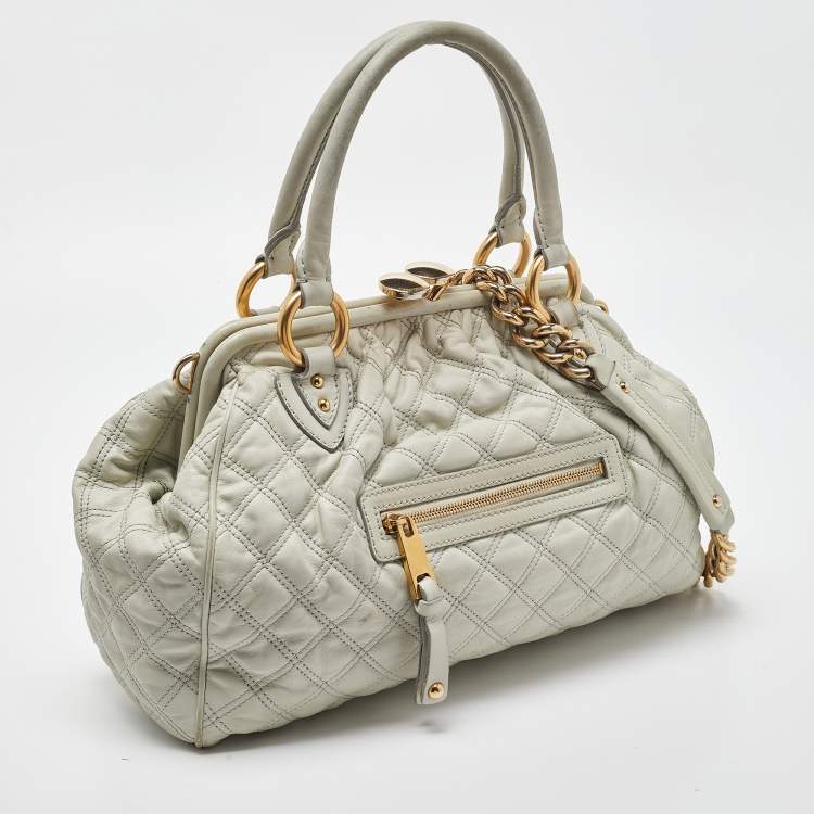 Pre Owned Marc Jacobs Ice Blue Quilted Leather Stam Satchel