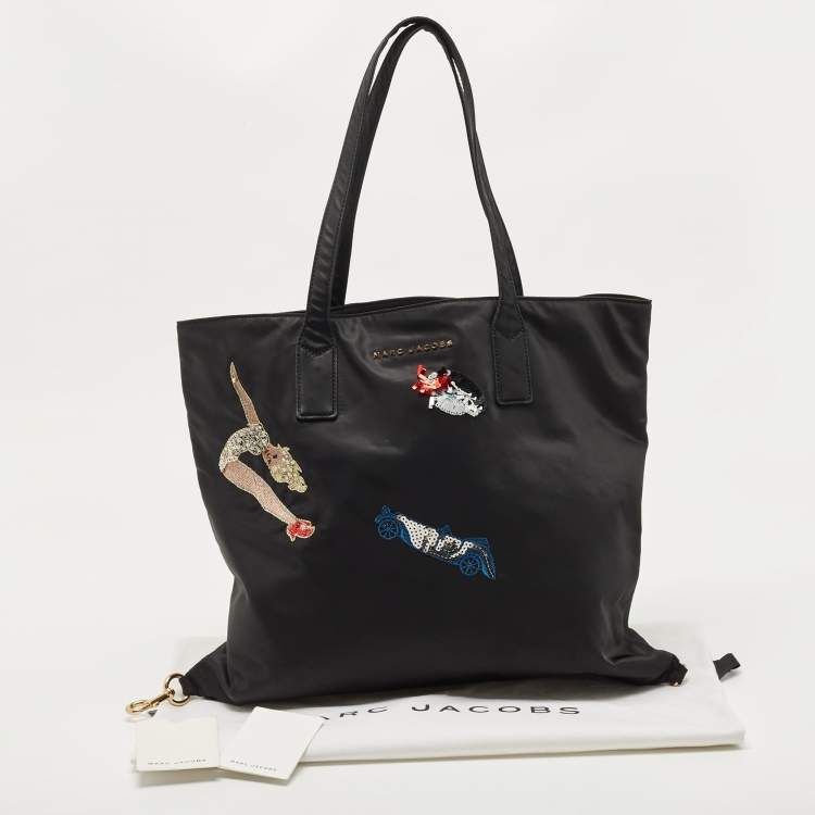 Pre Owned Marc Jacobs Black Nylon Sequin Embellished Wingman Tote