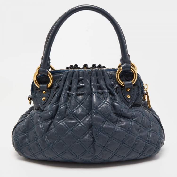 Pre Owned Marc Jacobs Blue Quilted Leather Small Cecilia Satchel