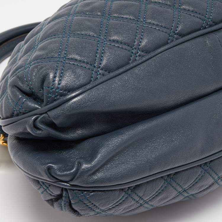 Pre Owned Marc Jacobs Blue Quilted Leather Small Cecilia Satchel