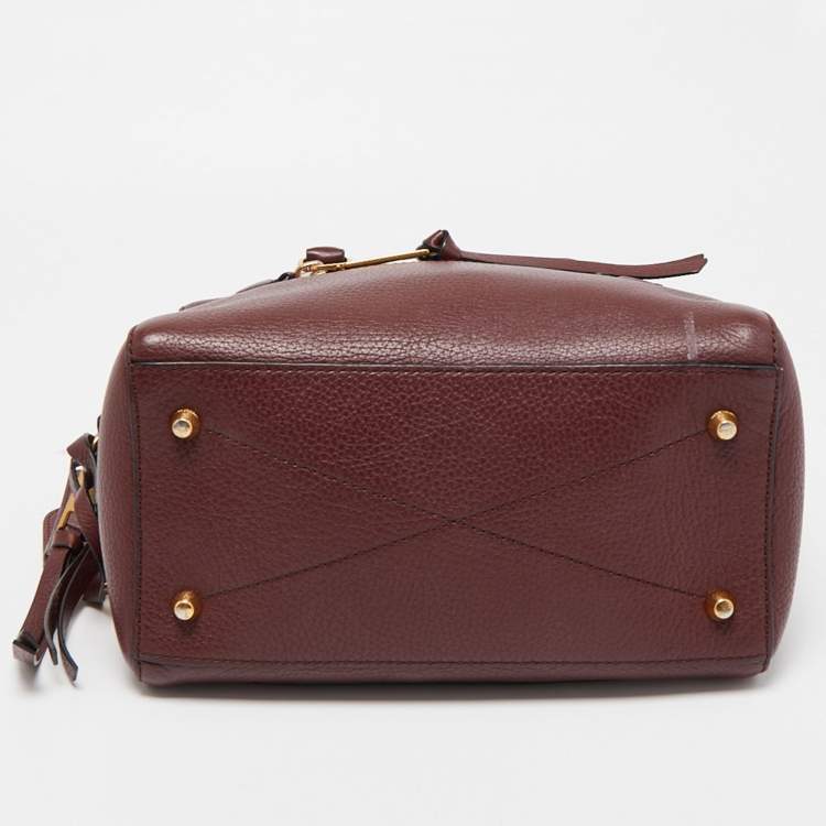 Pre Owned Marc Jacobs Burgundy Leather Recruit Bauletto Boston Bag