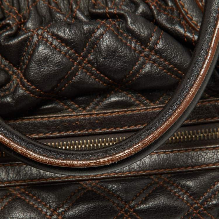 Pre Owned Marc Jacobs Dark Brown Quilted Leather Stam Bag