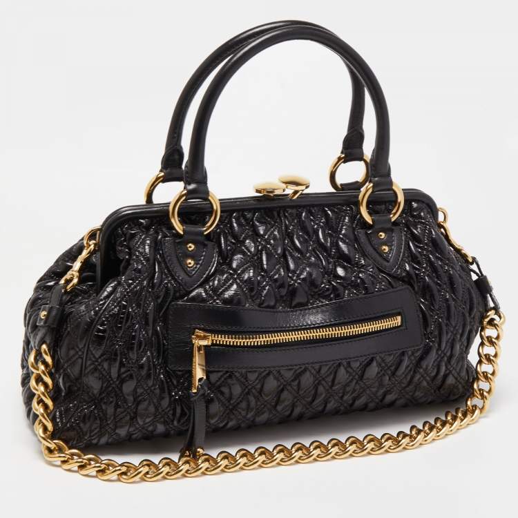 Pre Owned Marc Jacobs Black Quilted Leather Stam Satchel