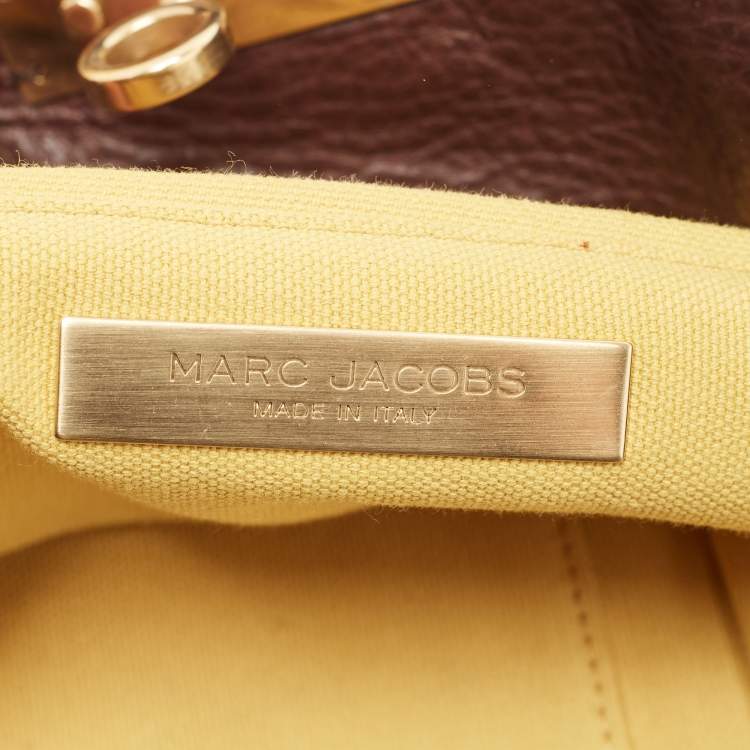 Pre Owned Marc Jacobs Ebony/Yellow Canvas and Leather Robert Duffy Bag on Bag Tote