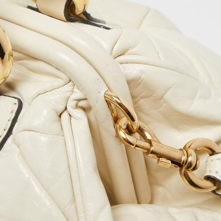 Pre Owned Marc Jacobs Cream Quilted Leather Stam Satchel