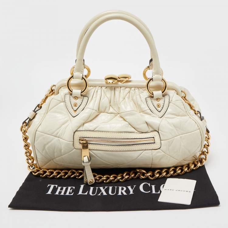Pre Owned Marc Jacobs Cream Quilted Leather Stam Satchel