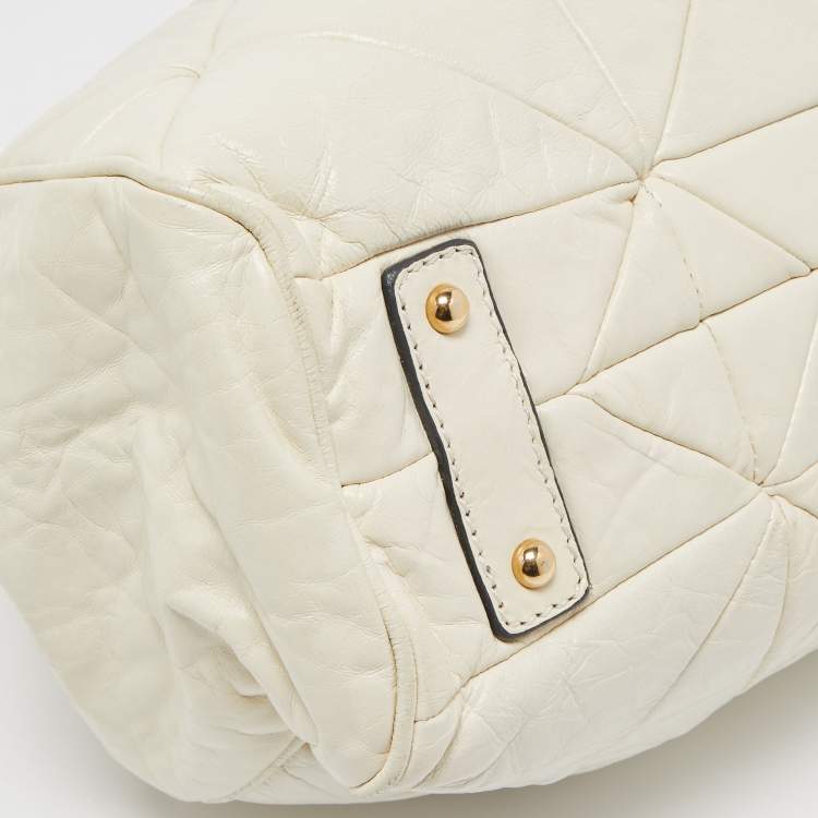 Pre Owned Marc Jacobs Cream Quilted Leather Stam Satchel