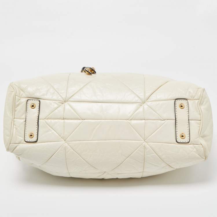 Pre Owned Marc Jacobs Cream Quilted Leather Stam Satchel