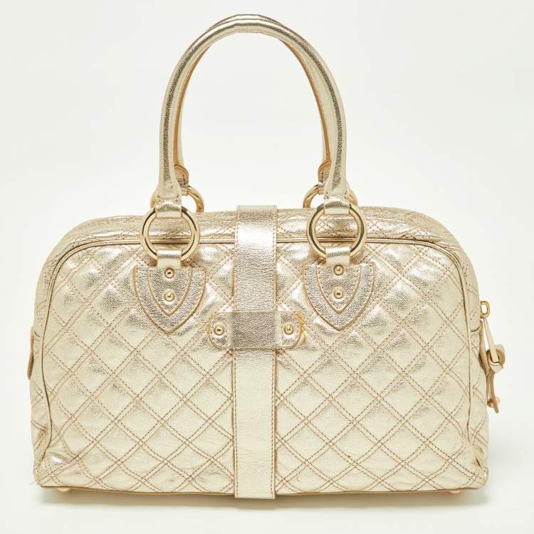 Pre Owned Marc Jacobs Gold Quilted Leather Blake Satchel