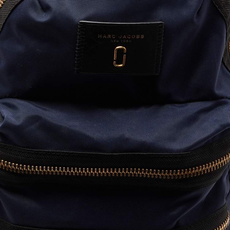 Pre Owned Marc Jacobs Blue/Black Nylon and Leather Biker Backpack