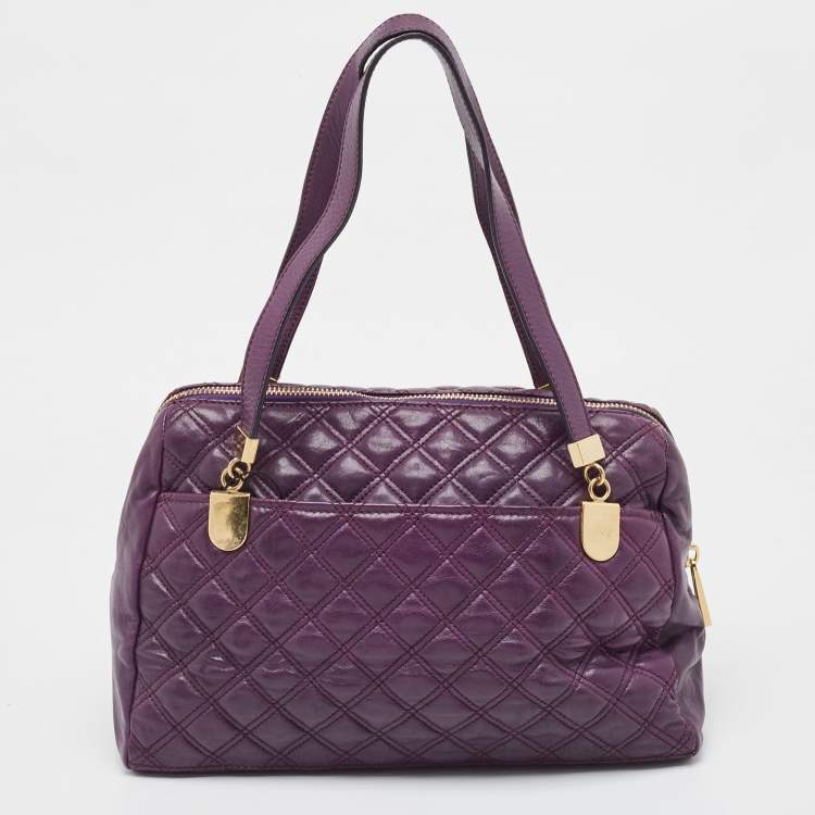 Pre Owned Marc Jacobs Purple Quilted Leather Spring Street Satchel