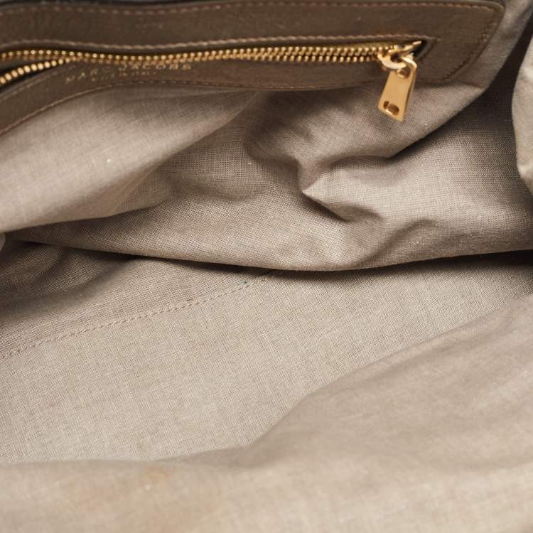Pre Owned Marc Jacobs Gold Crinkled Leather Stam Satchel