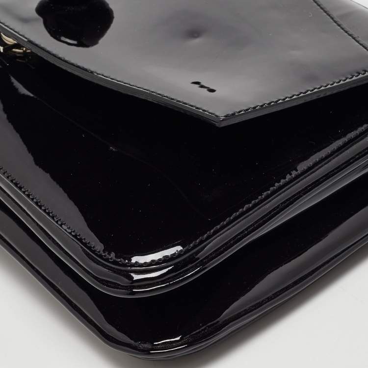 Pre Owned Marc Jacobs Black Patent Leather Flap Top Handle Bag