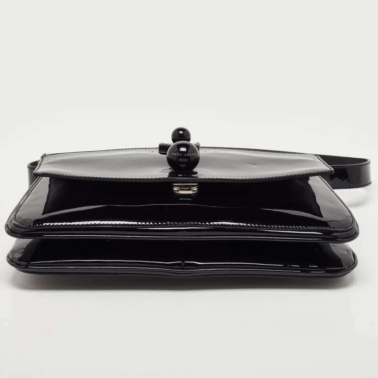 Pre Owned Marc Jacobs Black Patent Leather Flap Top Handle Bag