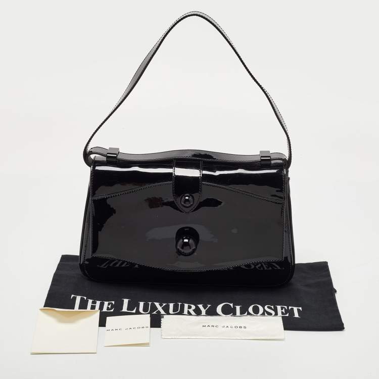 Pre Owned Marc Jacobs Black Patent Leather Flap Top Handle Bag
