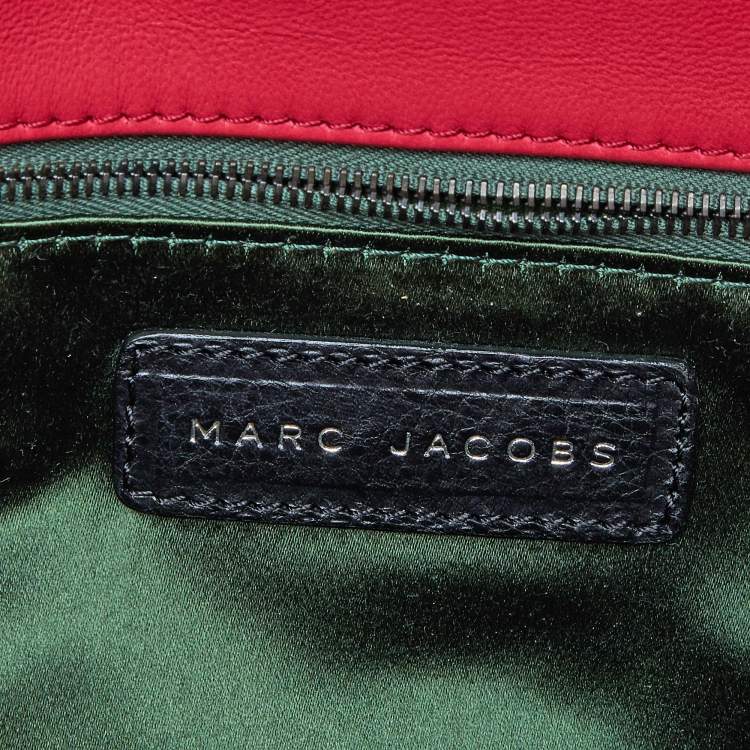 Pre Owned Marc Jacobs Pink/Green Quilted Python Embossed Leather Shoulder Bag
