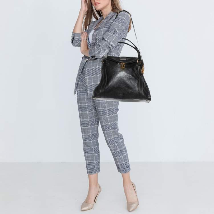 مملوكة مسبقًا Marc Jacobs Black Leather Wellington Fulton Satchel 