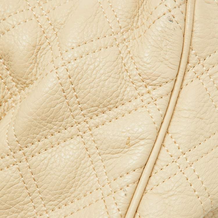 Pre Owned Marc Jacobs Light Beige Quilted Leather Stam Satchel