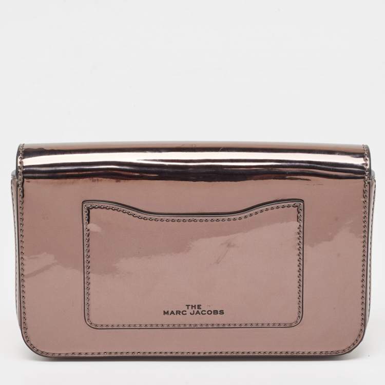 Pre Owned Marc Jacobs Grey Patent Leather The Long Shot Mirrored Clutch
