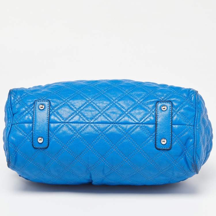 Pre Owned Marc Jacobs Blue Leather Mini Stam Satchel