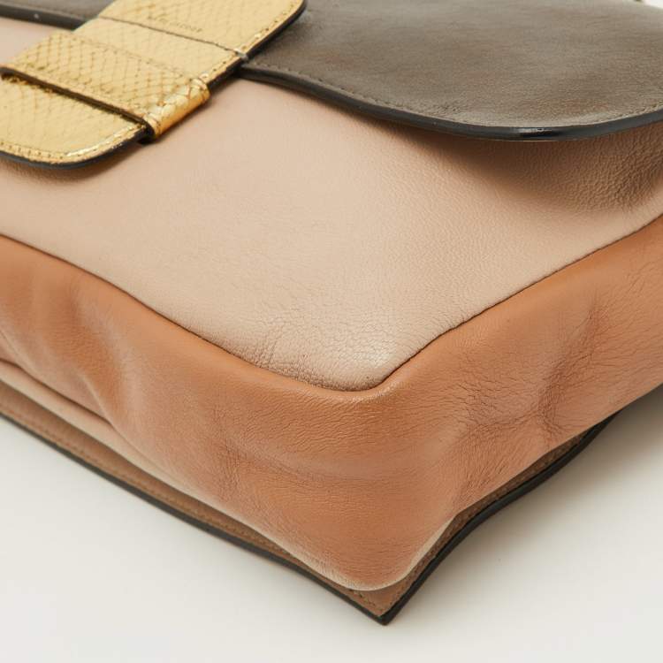 Pre Owned Marc Jacobs Multicolor Leather and Watersnake Leather Flap Shoulder Bag