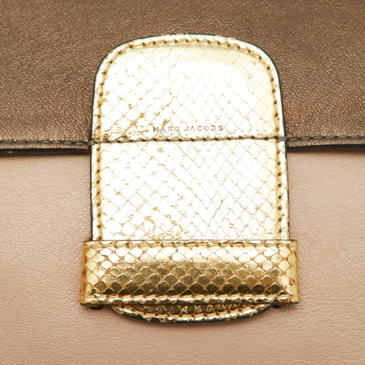 Pre Owned Marc Jacobs Multicolor Leather and Watersnake Leather Flap Shoulder Bag