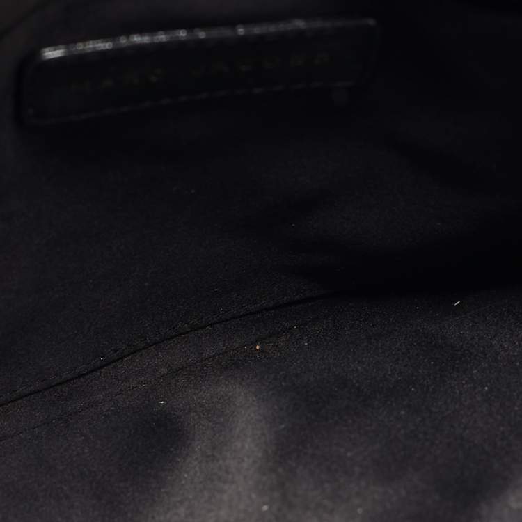 Pre Owned Marc Jacobs Black Suede and Satin Crystals Embellished Flap Clutch