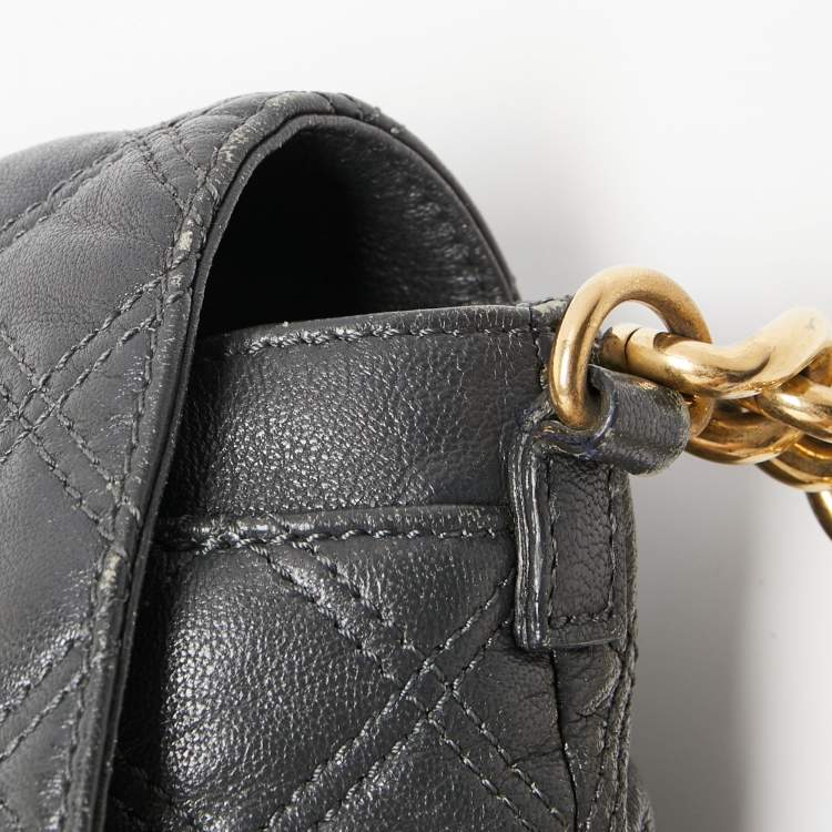 Pre Owned Marc Jacobs Dark Grey Quilted Leather Flap Shoulder Bag