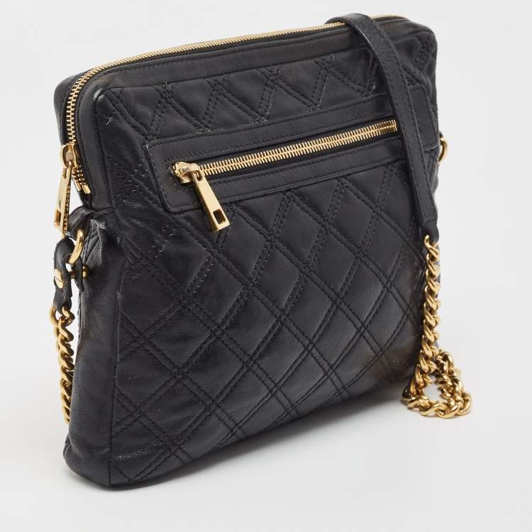 Pre Owned Marc Jacobs Black Quilted Leather Chain Crossbody Bag
