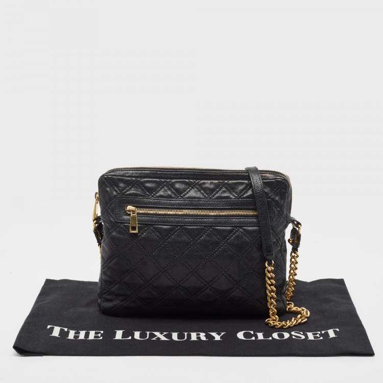 Pre Owned Marc Jacobs Black Quilted Leather Chain Crossbody Bag