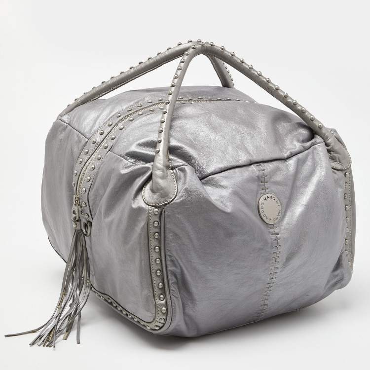 Pre Owned Marc Jacobs Grey Leather Studded Hobo