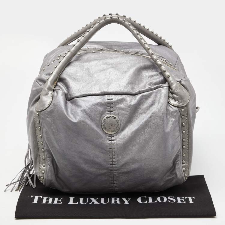 Pre Owned Marc Jacobs Grey Leather Studded Hobo