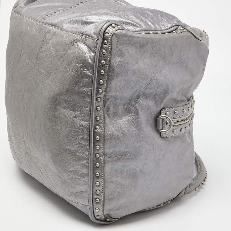 Pre Owned Marc Jacobs Grey Leather Studded Hobo